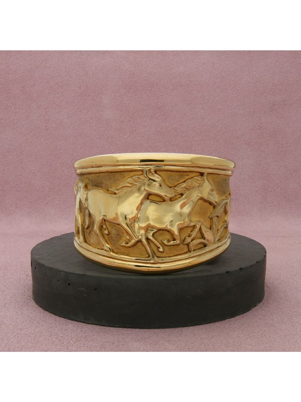 sterling silver gold plate southwestern mustang horses cuff bracelet size 6in